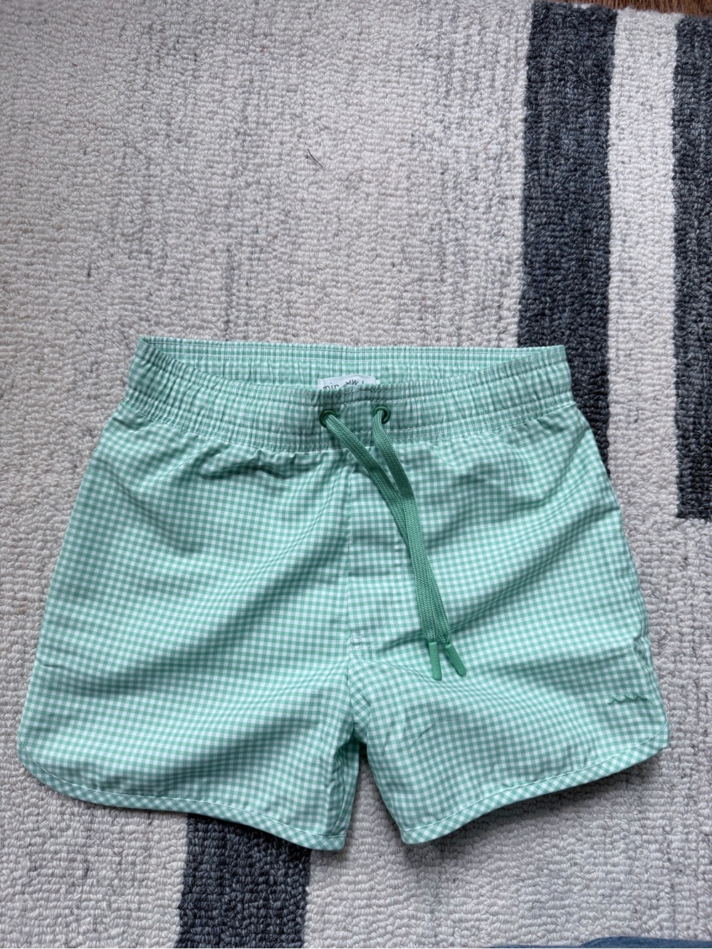NWOT Kids Mint Gingham Swim Trunks with Drawstring